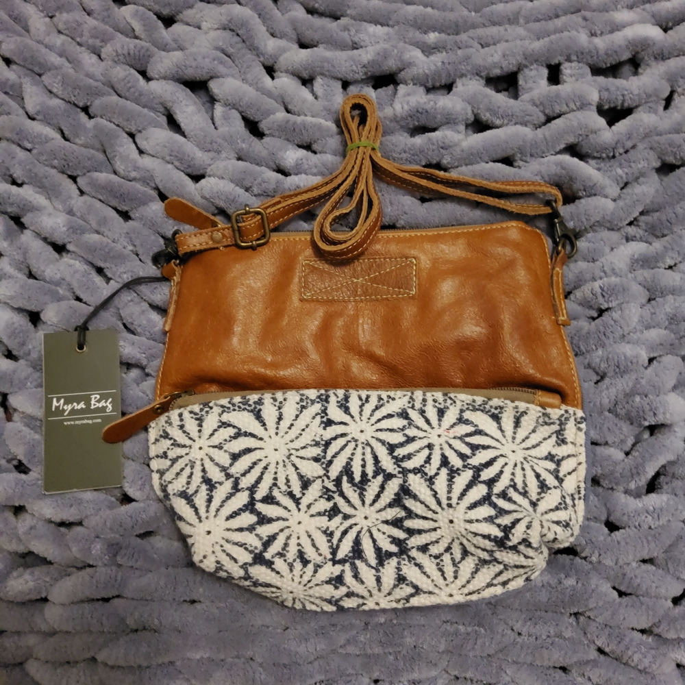 MYRA Bag Brown and Cream Floral Crossbody